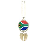 Ciondolo per auto con bandiera del Sud Africa, ornamento da appendere allo specchietto retrovisore, decorazione per auto per specchietto retrovisore, portachiavi in stile dorato