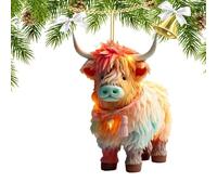 Ciondolo per auto con simpatico cartone animato - Ornamento da appendere specchietto retrovisore per auto Highland - Decorazione con ciondolo per in acrilico 2D per zaino per albero di Natale, in