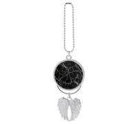 Ciondolo per auto in marmo nero, ornamento da appendere allo specchietto retrovisore, decorazione per auto per specchietto retrovisore, portachiavi in stile argento