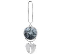 Ciondolo per auto in marmo nero testurizzato, ornamento da appendere allo specchietto retrovisore, decorazione per auto per specchietto retrovisore, portachiavi in stile argento