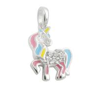 Ciondolo Per Bambini 15x11mm Unicorno Con Inserti Colorati Zirconia 925 Argento