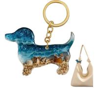 Ciondolo per borsa per cani - Portachiavi per cani con motivo mare - con carta per borsa zaino scuola sport viaggio quotidiano, Bassotto, Siehe Beschreibung