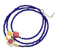 Ciondolo per Collana di Giada Verde Blu Feng Shui Naturale per Le Donne Bracciale Autentico con lapislazzuli Yoga Tre Cerchi Multi Anelli Perline di Buddha Corde Cera d'api