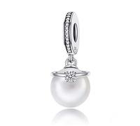 Ciondolo per collana in argento Sterling 925 , regalo di anniversario di matrimonio, amore, famiglia, compleanno, adatta per braccialetti europei Pandora e Argento, colore: Perle., cod. C137
