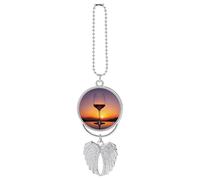 Ciondolo per specchietto retrovisore da appendere al bicchiere di vino al tramonto, regalo fortunato, ornamento da appendere, divertente, per auto, ufficio, decorazione domestica, stile argento
