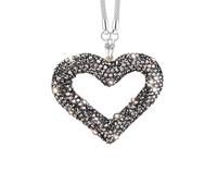 Ciondolo per specchietto retrovisore dell'auto, a forma di cuore, con strass scintillanti, grazioso ed elegante, decorazione per auto per donne o ragazze (nero)