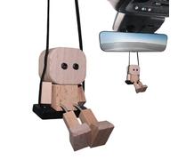 Ciondolo Per Specchietto Retrovisore | Figurina Divertente Di Omini In Legno Con Gambe Oscillanti - Per Decorazione Specchietto Retrovisore - per Camion SUV Monovolume Pick-up