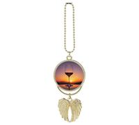 Ciondolo per specchietto retrovisore per auto a forma di bicchiere di vino al tramonto, regalo fortunato, ornamento da appendere, divertente, ciondolo per auto per ufficio, decorazione domestica in