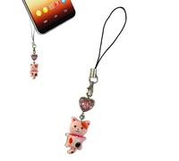 Ciondolo per telefono, cinturino da polso per borsa, ciondolo a forma di gatto, decorazione anti-smarrimento, per adulti, cellulare, chiavi, borsa, Gatto rosa, Refer to description