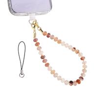 Ciondolo per Telefono con Cristalli di Perline, Cinturino Cellulare in Pietra Naturale con Etichette di Ancoraggio Carini Ciondoli da Polso Perline per Donna Regalo Portafortuna (Pietra Viola)