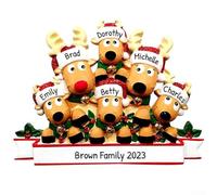 Ciondolo personalizzato per albero delle vacanze con nome personalizzato per celebrazione della famiglia nel 2020 (membro della famiglia di 6)
