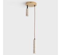 Ciondolo Pietra Naturale Vintage lineare Spotlight 2 luci Letto LED Lampada appesa a metà secolo lampadario Fattoria in Legno per la Pranzo da Cucina Soggiorno