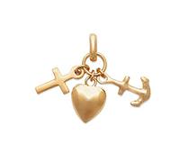 Ciondolo placcato oro, Le 3 virtù: cuore, croce e ancora, per donna, uomo, bambino, unisex