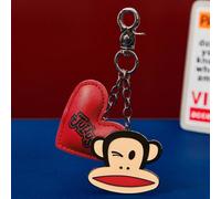 Ciondolo portachiavi alla moda e carino in lega di zinco a forma di scimmia, ciondolo a forma di cuore rosso 3D in pelle per borse Tagli UnicaAnimale,Fumetto,GeometricoLega di zinco