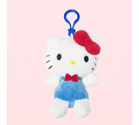 Ciondolo portachiavi in peluche carino di Hello Kitty per il 50° anniversario Sanrio, con vestito blu e fiocco rosso (1 pezzo) Tagli UnicaPoliestere