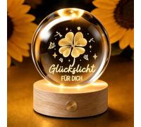 Ciondolo portafortuna, 60 mm, ricaricabile, a LED, con base in legno, luce d'atmosfera, decorazione per soggiorno, regalo di compleanno, per donne, compleanno, fidanzata (A)