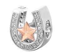 Ciondolo portafortuna a forma di ferro di cavallo, in argento Sterling 925, con pietra trasparente, per braccialetti Pandora, Tutti, senza pietra