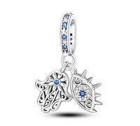 Ciondolo portafortuna a forma di mano di Fatima, in argento Sterling 925, compatibile con braccialetti Pandora