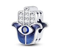 Ciondolo portafortuna a forma di mano di Fatima, occhio di Fatima, in argento Sterling 925, compatibile con braccialetti Pandora