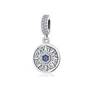 Ciondolo portafortuna in argento Sterling 925 con occhio di Fatima, a forma di sole di Fatima, compatibile con braccialetti Pandora