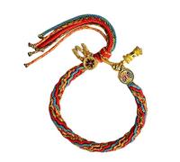 Ciondolo portafortuna tibetano intrecciato a mano, da donna, con motivi colorati di reincarnazione e design unici, Misura unica, come descritto