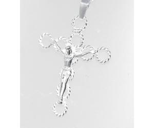 CIONDOLO RELIGIOSO ARGENTO 925 CROCE TRAFORATA LATINA CARAVACA GIGLIATA +modelli