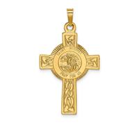 Ciondolo Religioso In Oro Giallo 14K Lucido Con Medaglia Di San Michele A Croce