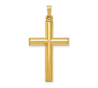 Ciondolo Religioso Latino In Oro Giallo 14K Liscio E Vuoto A Croce Cristiana