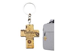 Ciondolo religioso per borsa, portachiavi in legno con versi della Bibbia cristiana, per donne e uomini, preghiera, chiesa, battesimo, festa di compleanno, Pasqua, Natale, scuola, laurea, Credere