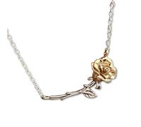 Ciondolo rosa oro 9k bronzo fiore argento sterling 925 collana gioielli e sca...