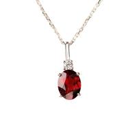 ciondolo rosso sfaccettato ovale in granato naturale da 13x7 mm, collana ovale in argento sterling 925 con catena a maglie da 18 pollici, energia, passione, protezione, chakra della radice, regalo