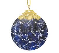 Ciondolo rotondo classico in vetro con clip in metallo che si illumina al buio, per albero e decorazione della casa