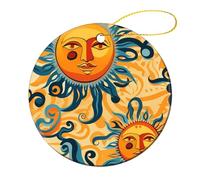 Ciondolo rotondo da appendere all'albero di Natale del dio del sole, in ceramica, ornamenti natalizi per la decorazione della casa e delle feste, 2 pezzi