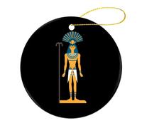 Ciondolo rotondo da appendere all'albero di Natale dell'antico dio egizio antico in ceramica ornamenti natalizi per la decorazione della casa delle feste, 1 pezzo