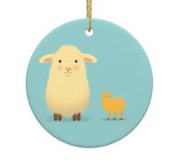 Ciondolo rotondo in ceramica a forma di due animali - Ornamento da appendere all'albero di Natale e al caminetto