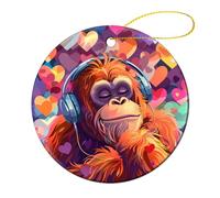 Ciondolo rotondo in ceramica a forma di scimmietta gorilla, da appendere, per albero di Natale, decorazione per la casa, 2 pezzi