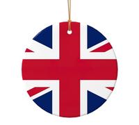 Ciondolo rotondo in ceramica con stampa bandiera britannica per ornamenti da viaggio per decorazioni domestiche ornamento di Natale