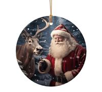 Ciondolo rotondo in ceramica con stampa di Babbo Natale per ornamenti da viaggio per la decorazione domestica ornamento di Natale