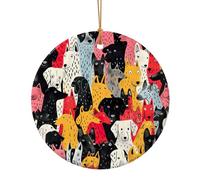 Ciondolo rotondo in ceramica con stampa di cani per ornamenti da viaggio per decorazioni domestiche ornamento di Natale