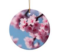 Ciondolo rotondo in ceramica con stampa di fiori di ciliegio per ornamenti da viaggio per la decorazione domestica ornamento di Natale