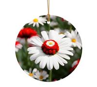Ciondolo rotondo in ceramica con stampa floreale e margherita bianca per ornamenti da viaggio per decorazioni domestiche ornamento di Natale