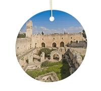 Ciondolo rotondo in ceramica da appendere alla Torre di David, decorazione per la casa personalizzata su entrambi i lati, decorazione per la casa in ceramica leggera e resistente, regalo per casa