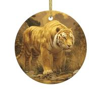 Ciondolo rotondo in ceramica di Natale HHGFASD la tigre sulla riva del fiume, decorazione natalizia da appendere all'albero