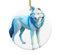 Ciondolo rotondo in ceramica di Natale HHGFASD Line Art Wolf Pattern Festive Tree Hanging Decoration