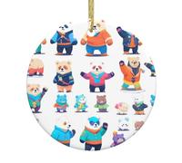 Ciondolo rotondo in ceramica di Natale HHGFASD Pixel Bear Riot Pattern Festive Tree Hanging Decoration