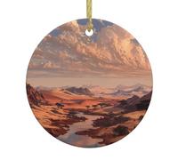 Ciondolo rotondo in ceramica di Natale HHGFASD the Golden Red Desert Pattern Festive Tree Hanging Decoration