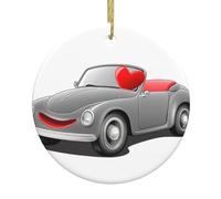 Ciondolo rotondo in ceramica di Natale HHGFASD Una piccola auto che persegue l'amore Motivo Festive Albero Decorazione da appendere