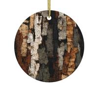 Ciondolo rotondo in ceramica di Natale VVXBHGR betulla corteccia texture stampe albero festivo decorazione da appendere