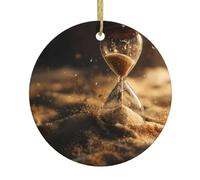 Ciondolo rotondo in ceramica di Natale VVXBHGR Le sabbie a clessidra del tempo stampe festive albero appeso decorazione