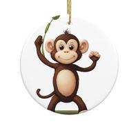 Ciondolo rotondo in ceramica di Natale VVXBHGR Smart Little Monkey Stampe Festive Tree Hanging Decoration
